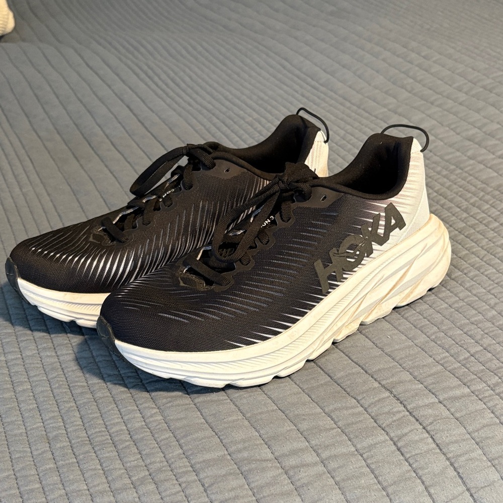Hoka Black and Cream Athletic Shoes size 8